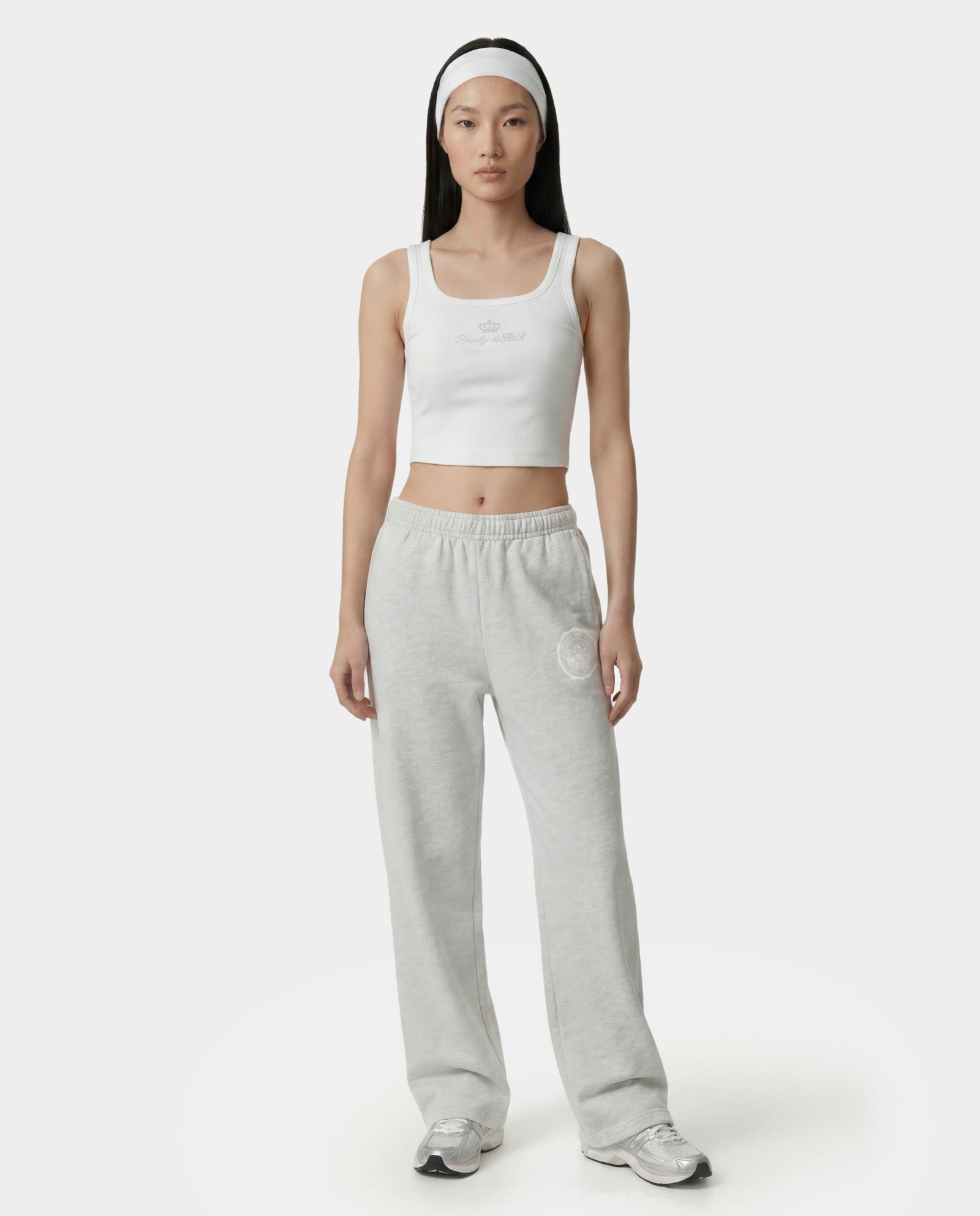 Juicy Emblem Wide Sweatpant - Heather Gray Sporty & Rich US
