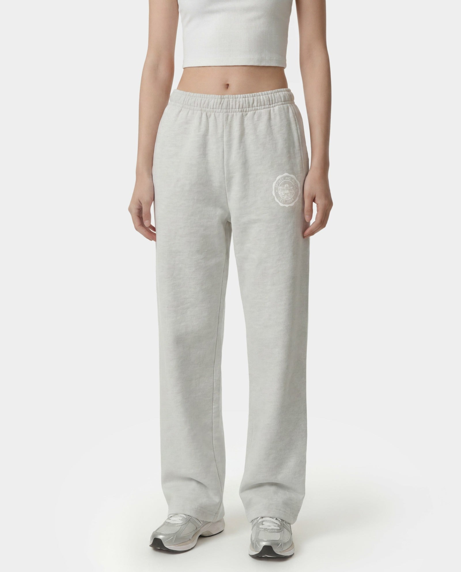 Juicy Emblem Wide Sweatpant - Heather Gray Sporty & Rich US