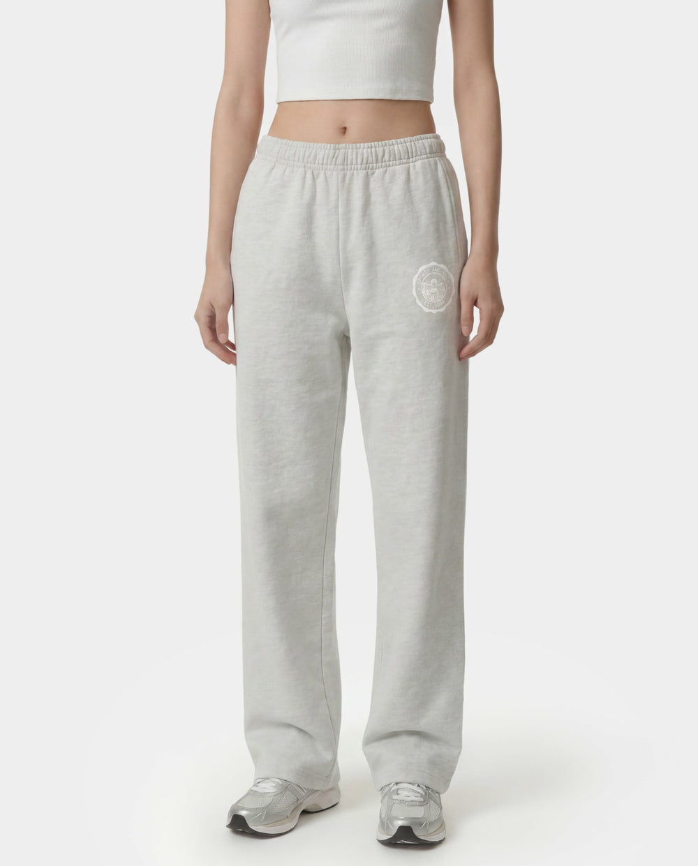 Juicy Emblem Wide Sweatpant - Heather Gray Sporty & Rich US