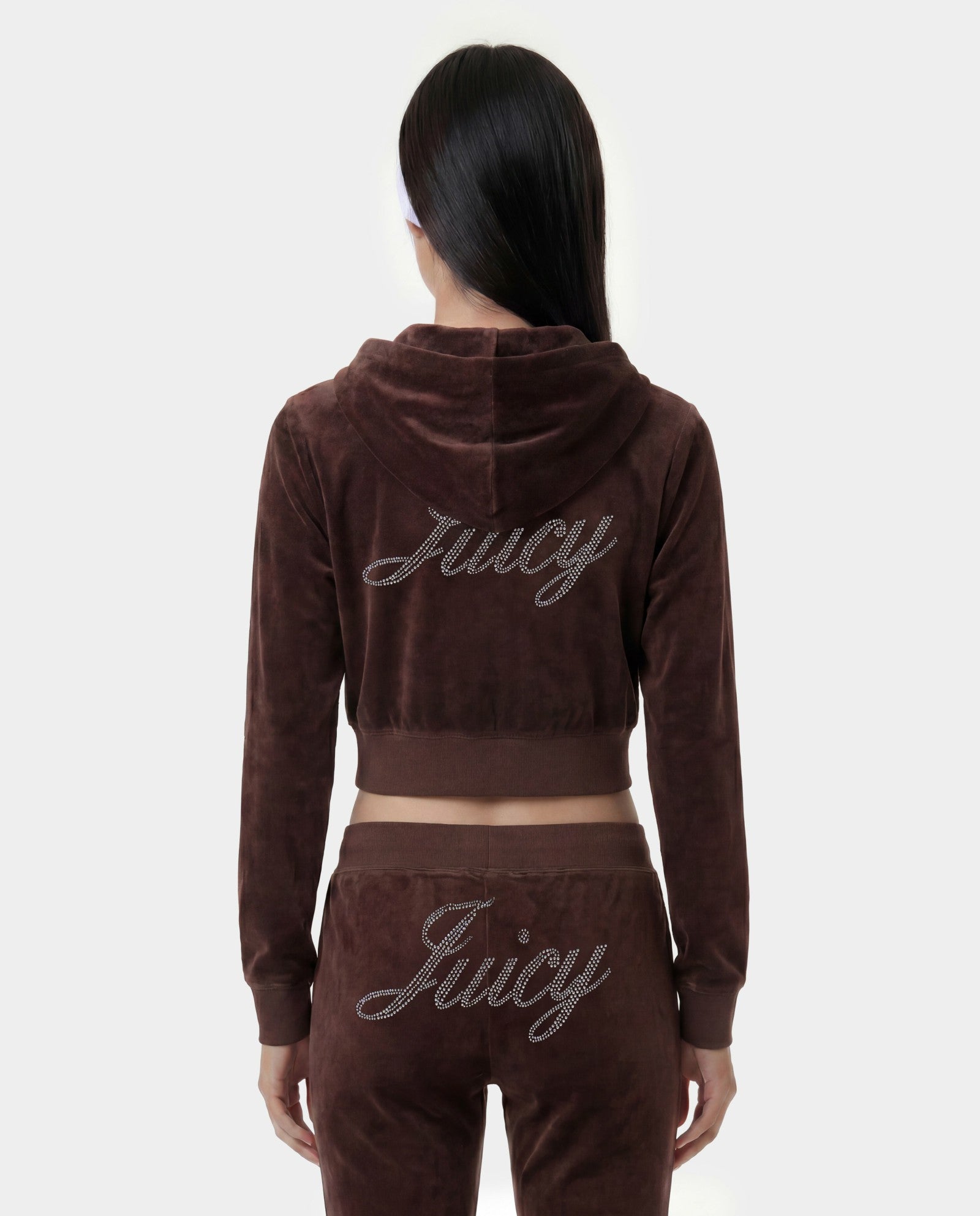 Juicy Script Velour Sweatpant - Chocolate Sporty & Rich Online