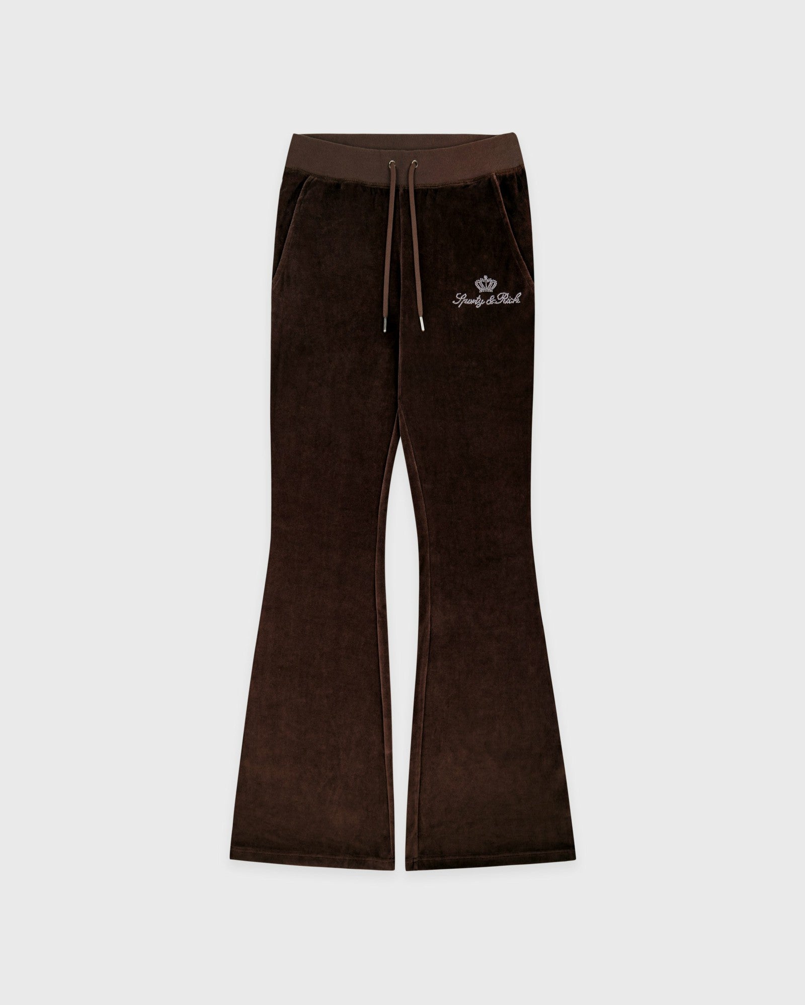 Juicy Script Velour Sweatpant - Chocolate Sporty & Rich Online