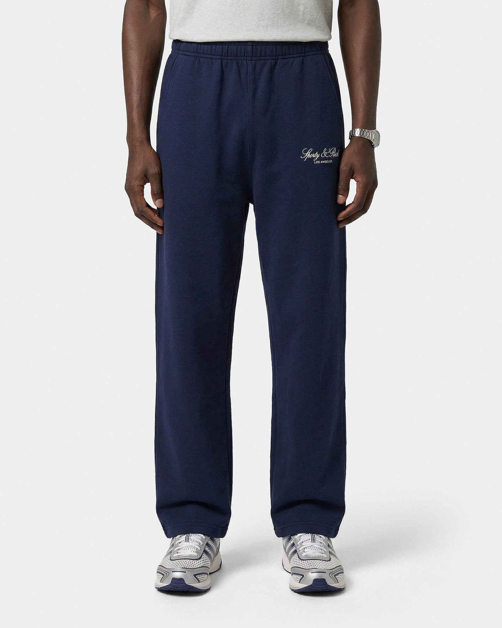 Vendome LA Embroidered Wide Sweatpant - Navy/White Sporty & Rich Sale