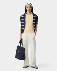 Vendome LA Embroidered Wide Sweatpant - Ecru/Navy Sporty & Rich Online