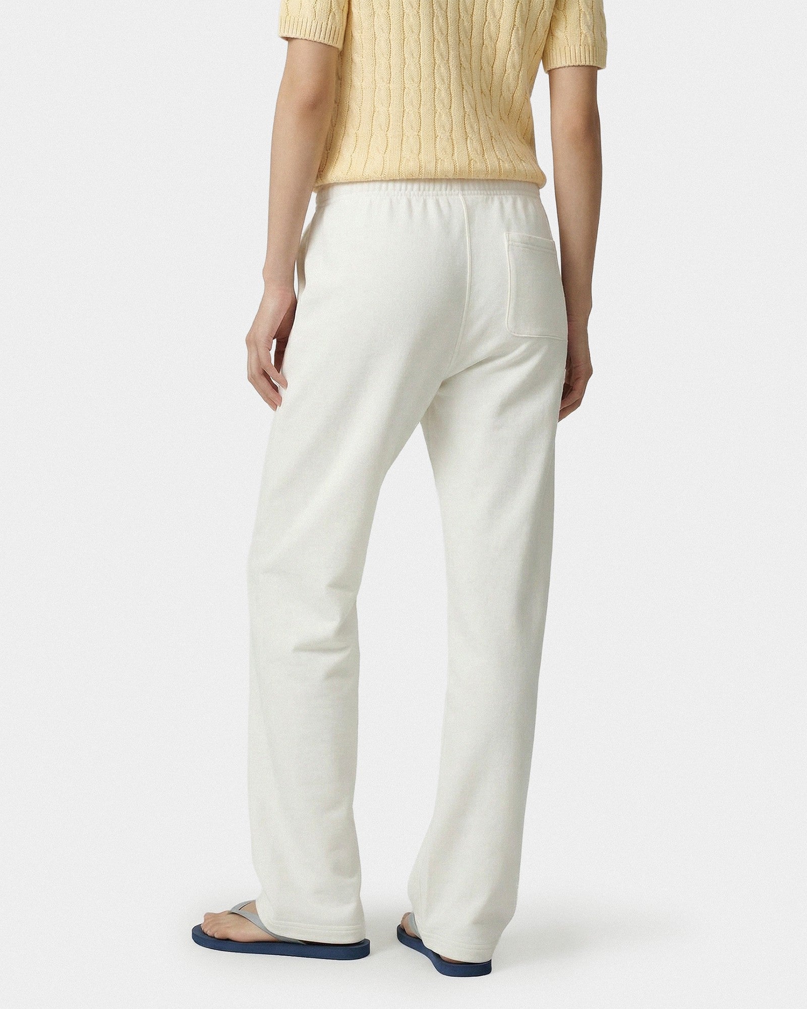 Vendome LA Embroidered Wide Sweatpant - Ecru/Navy Sporty & Rich Online