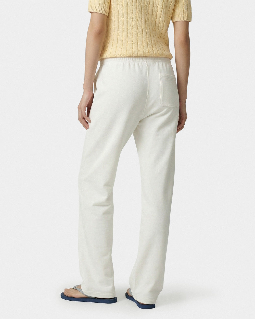 Vendome LA Embroidered Wide Sweatpant - Ecru/Navy Sporty & Rich Online