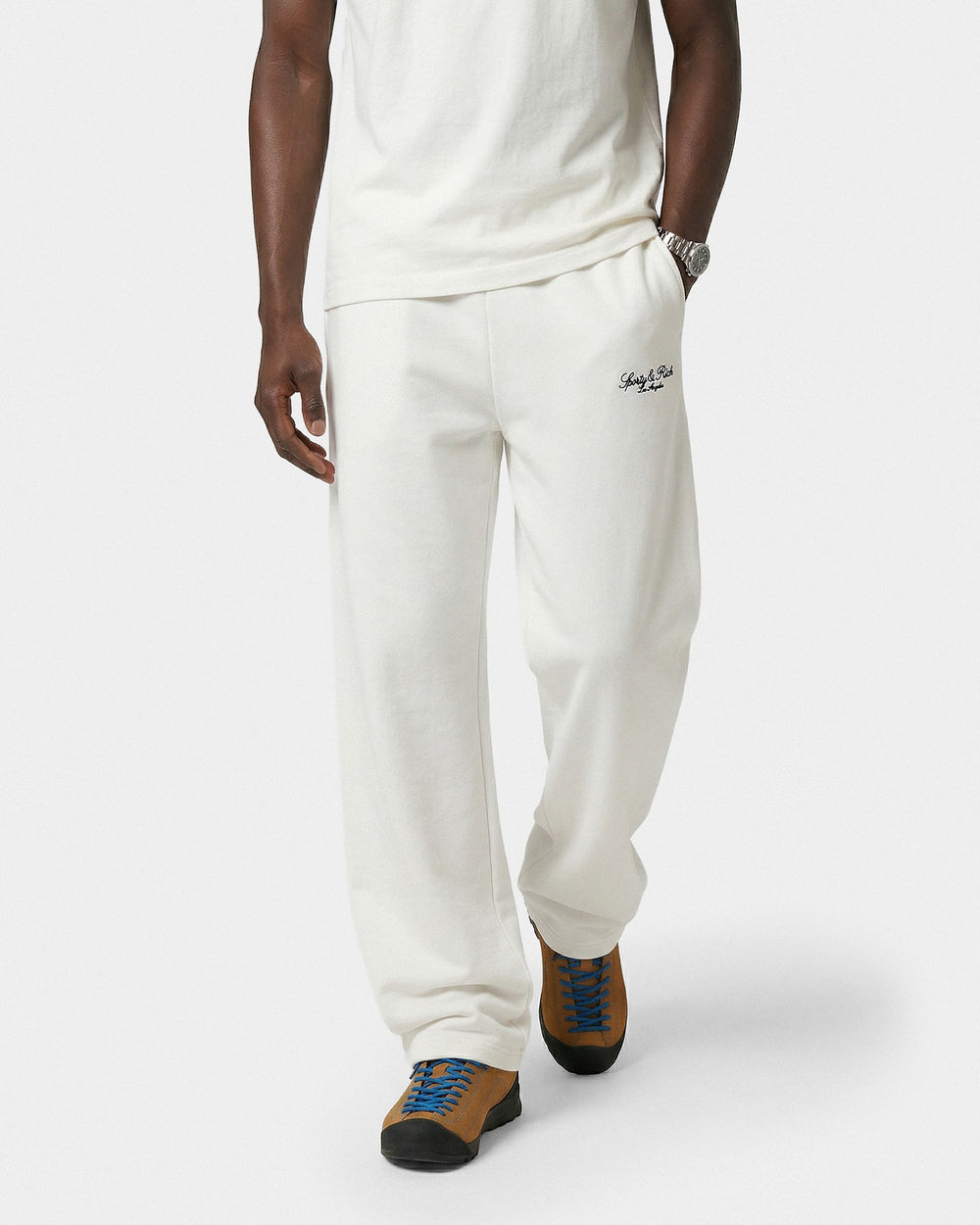 Vendome LA Embroidered Wide Sweatpant - Ecru/Navy Sporty & Rich Online
