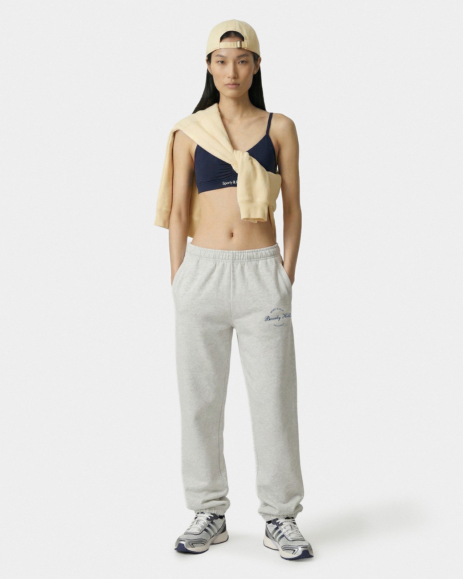 Beverly Script Sweatpant - Heather Gray Sporty & Rich For Sale
