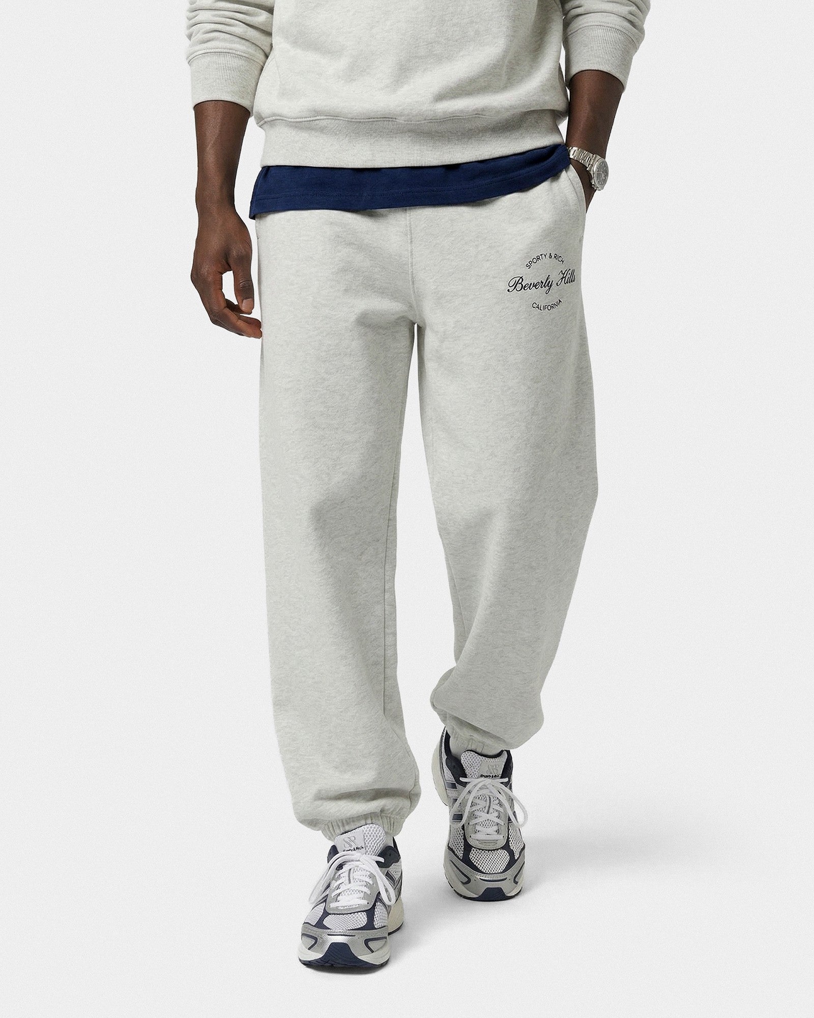 Beverly Script Sweatpant - Heather Gray Sporty & Rich For Sale