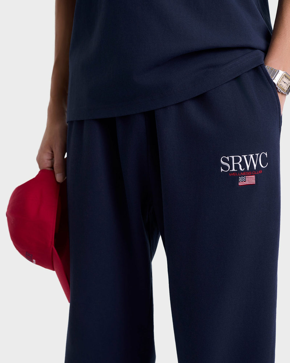 Nautical Embroidered Wide Sweatpant - Navy/White Sporty & Rich US
