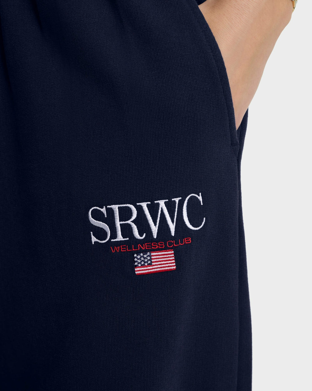 Nautical Embroidered Wide Sweatpant - Navy/White Sporty & Rich US