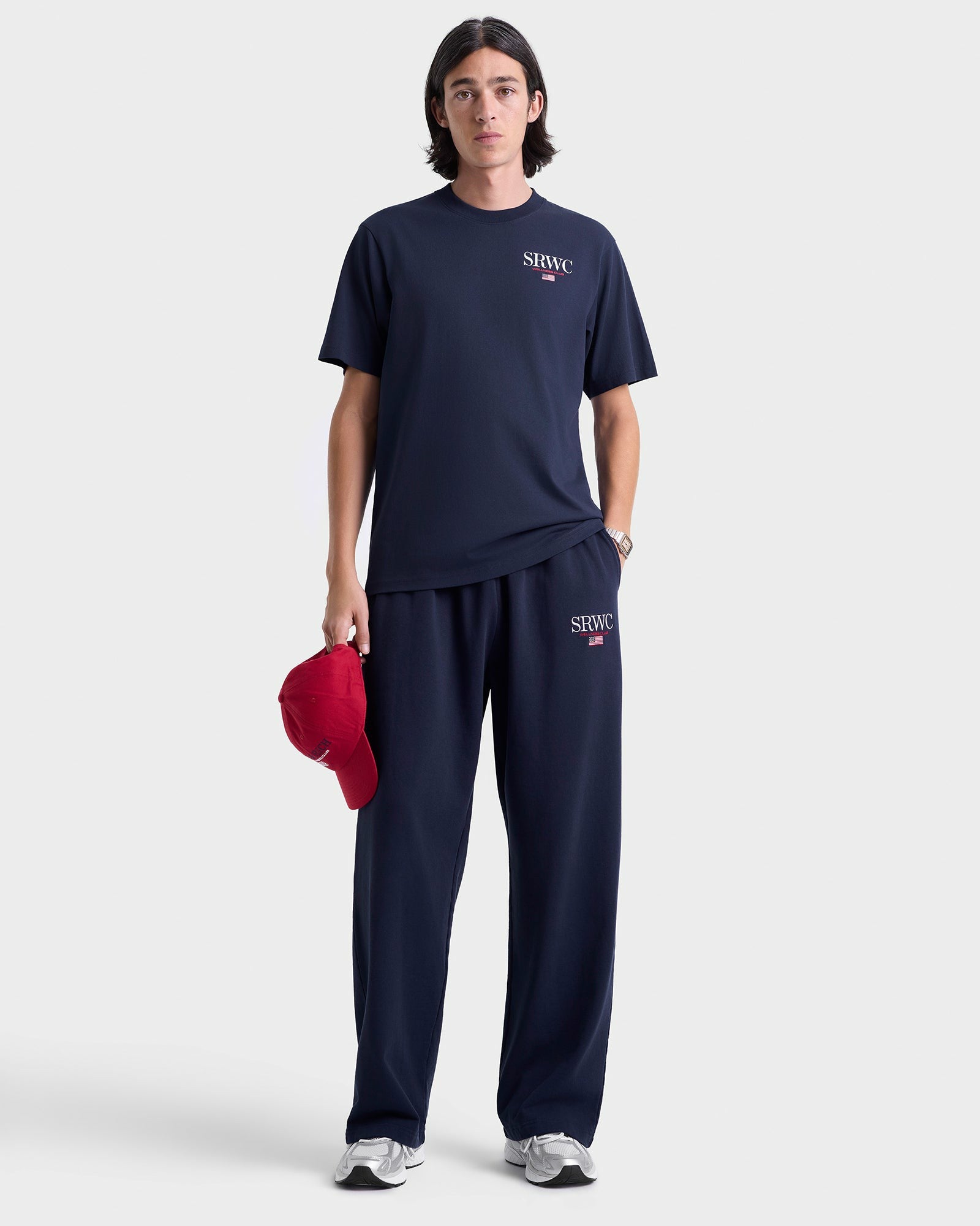 Nautical Embroidered Wide Sweatpant - Navy/White Sporty & Rich US