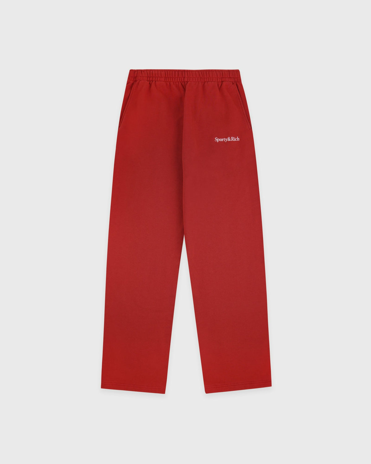 Serif Logo Embroidered Wide Sweatpant - Faded Merlot/White Sporty & Rich Discount