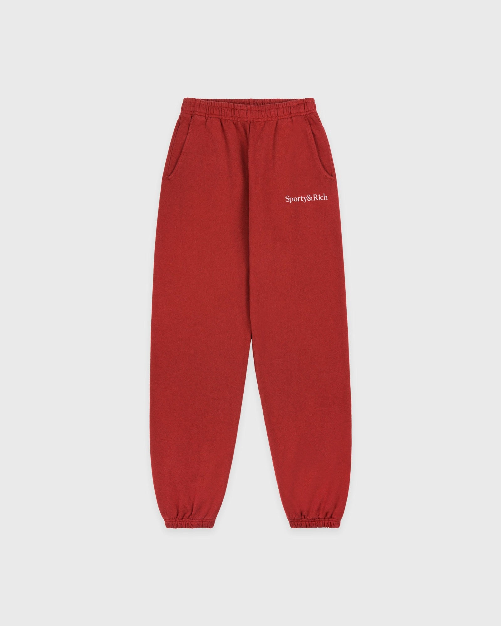 Serif Logo Embroidered Sweatpant - Faded Merlot/White Sporty & Rich For Sale