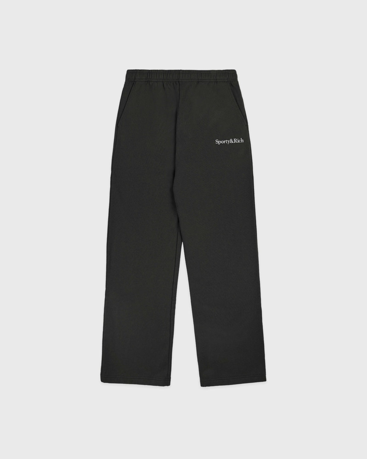 Serif Logo Embroidered Wide Sweatpant - Faded Black/White Sporty & Rich Outlet