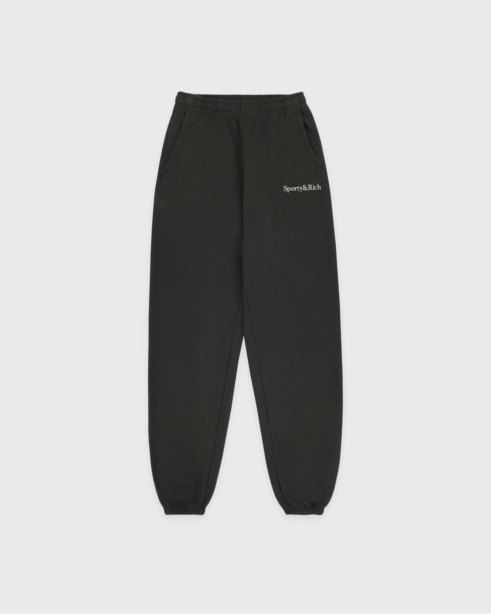 Serif Logo Embroidered Sweatpant - Faded Black/White Sporty & Rich US