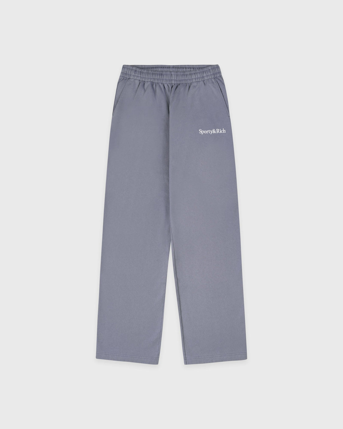 Serif Logo Embroidered Wide Sweatpant - Faded Indigo/White Sporty & Rich Sale