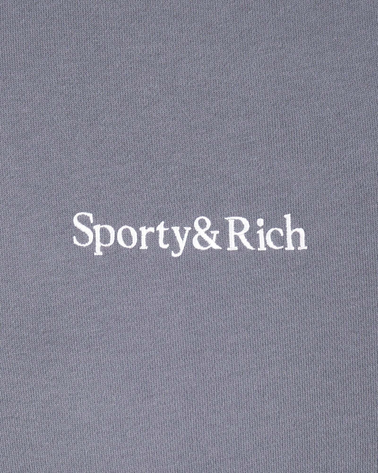 Serif Logo Embroidered Wide Sweatpant - Faded Indigo/White Sporty & Rich Sale