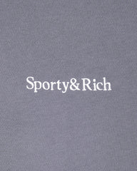 Serif Logo Embroidered Wide Sweatpant - Faded Indigo/White Sporty & Rich Sale