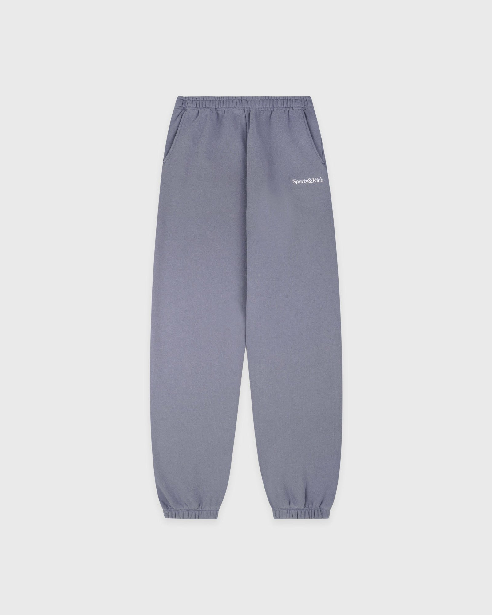 Serif Logo Embroidered Sweatpant - Faded Indigo/White Sporty & Rich Online
