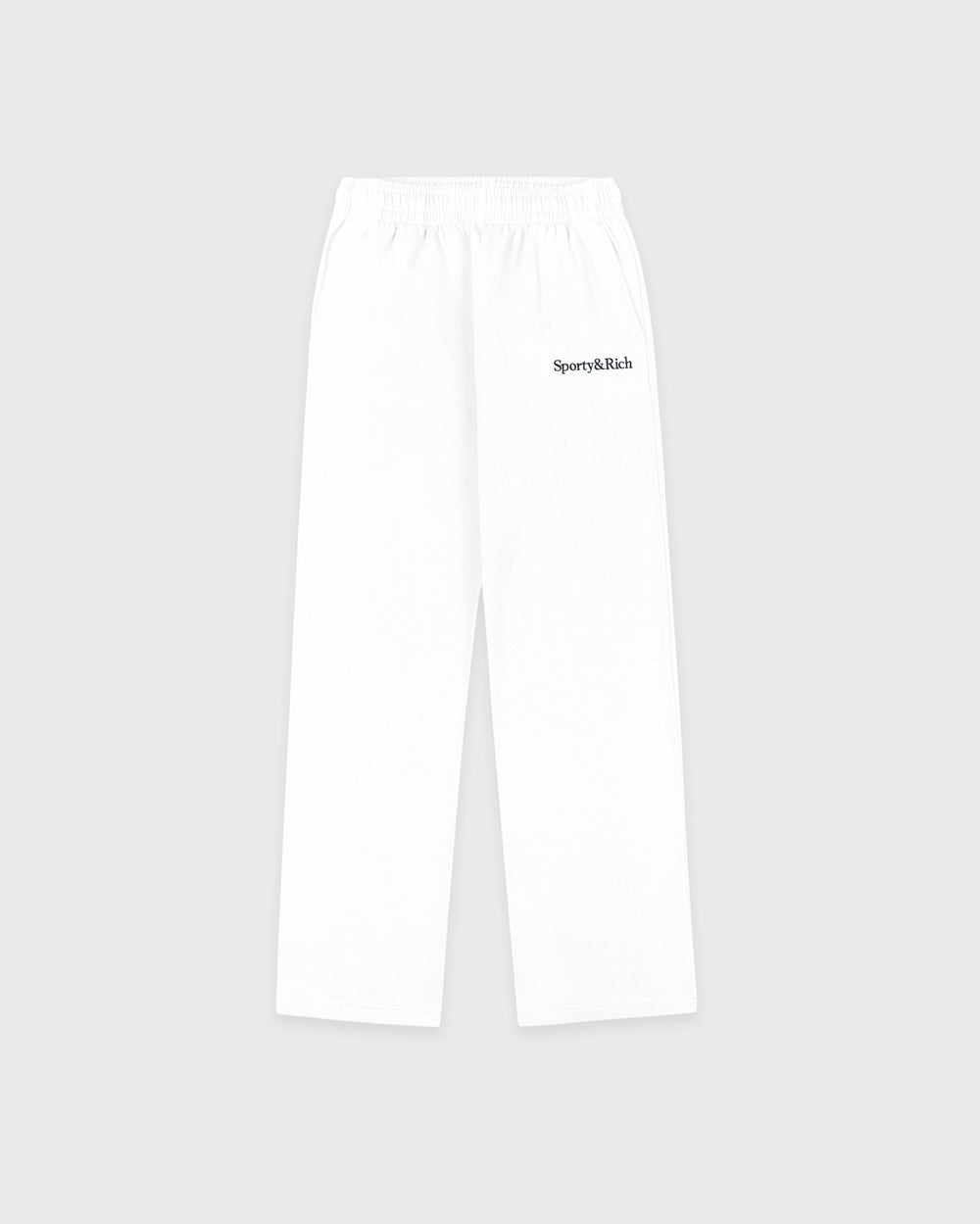 Serif Logo Embroidered Wide Sweatpant - White/Navy Sporty & Rich Discount
