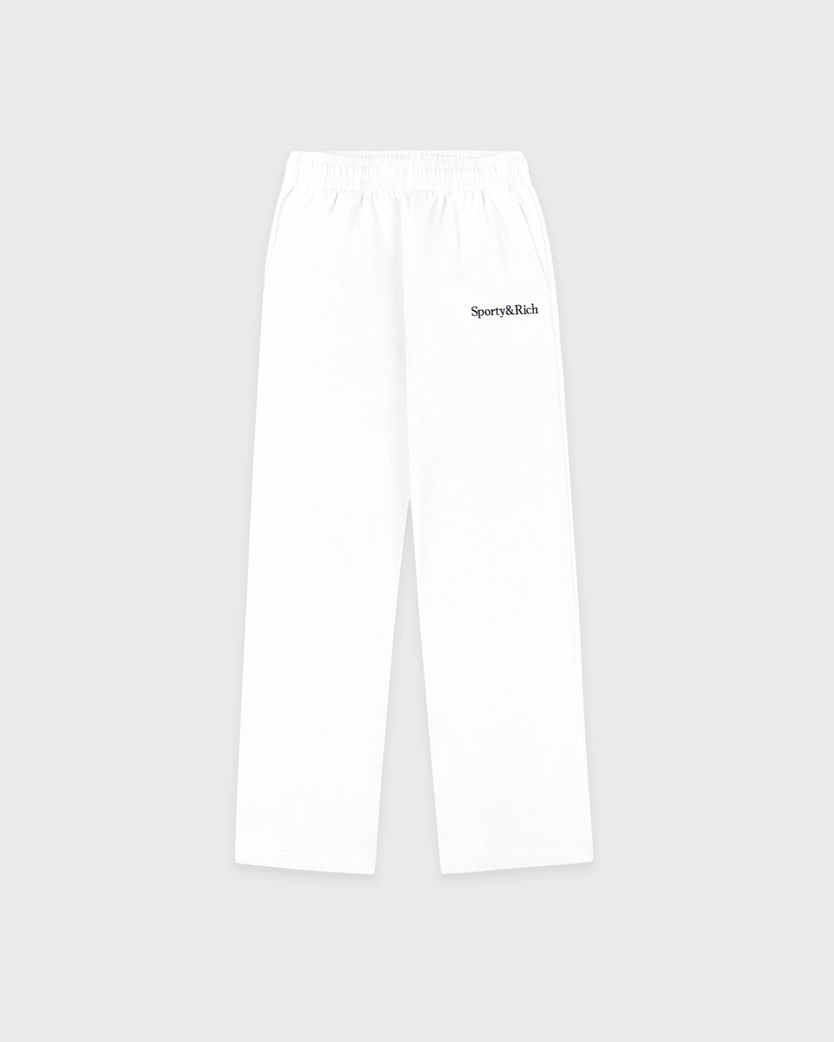 Serif Logo Embroidered Wide Sweatpant - White/Navy Sporty & Rich Discount