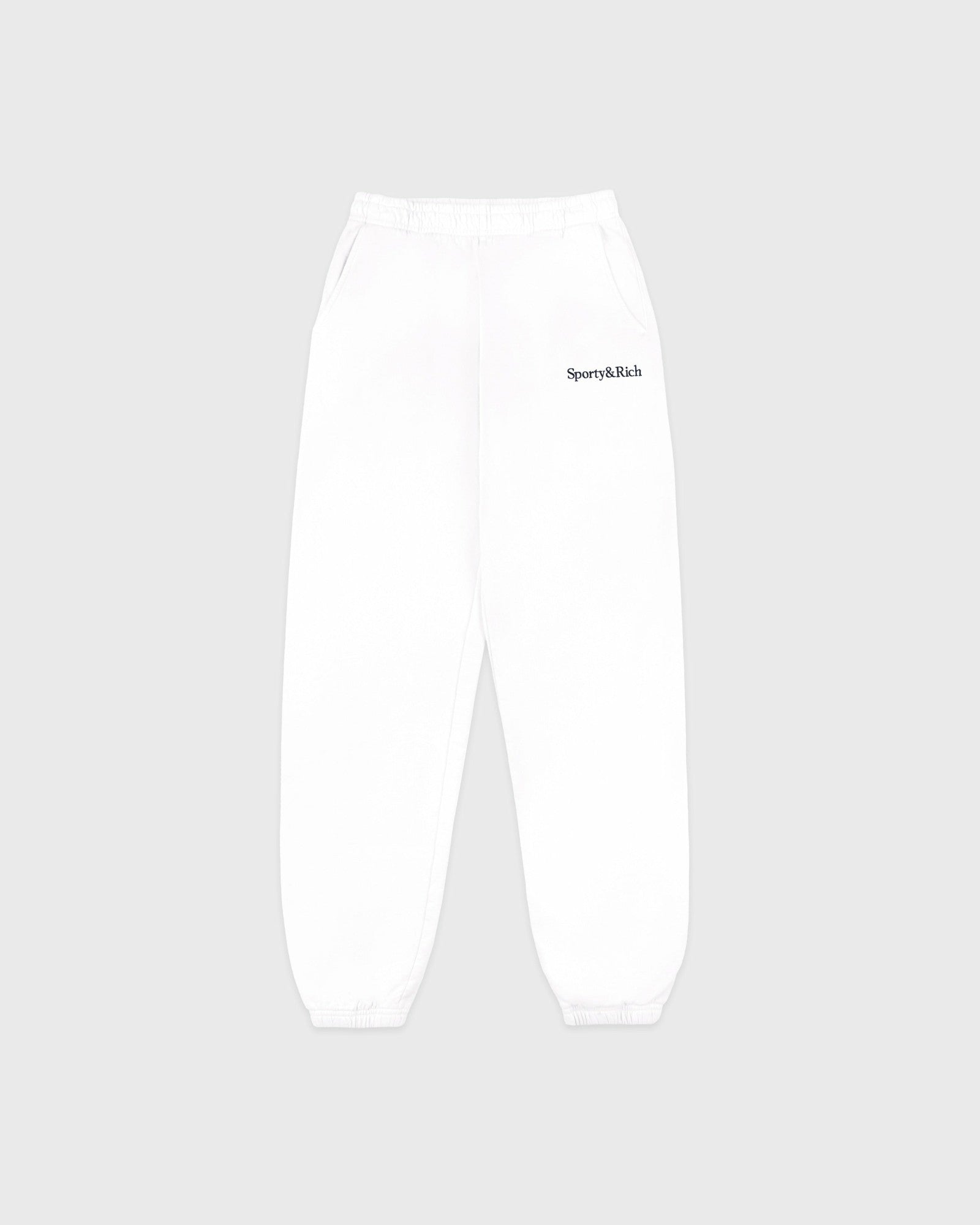 Serif Logo Embroidered Sweatpant - White/Navy Sporty & Rich For Sale