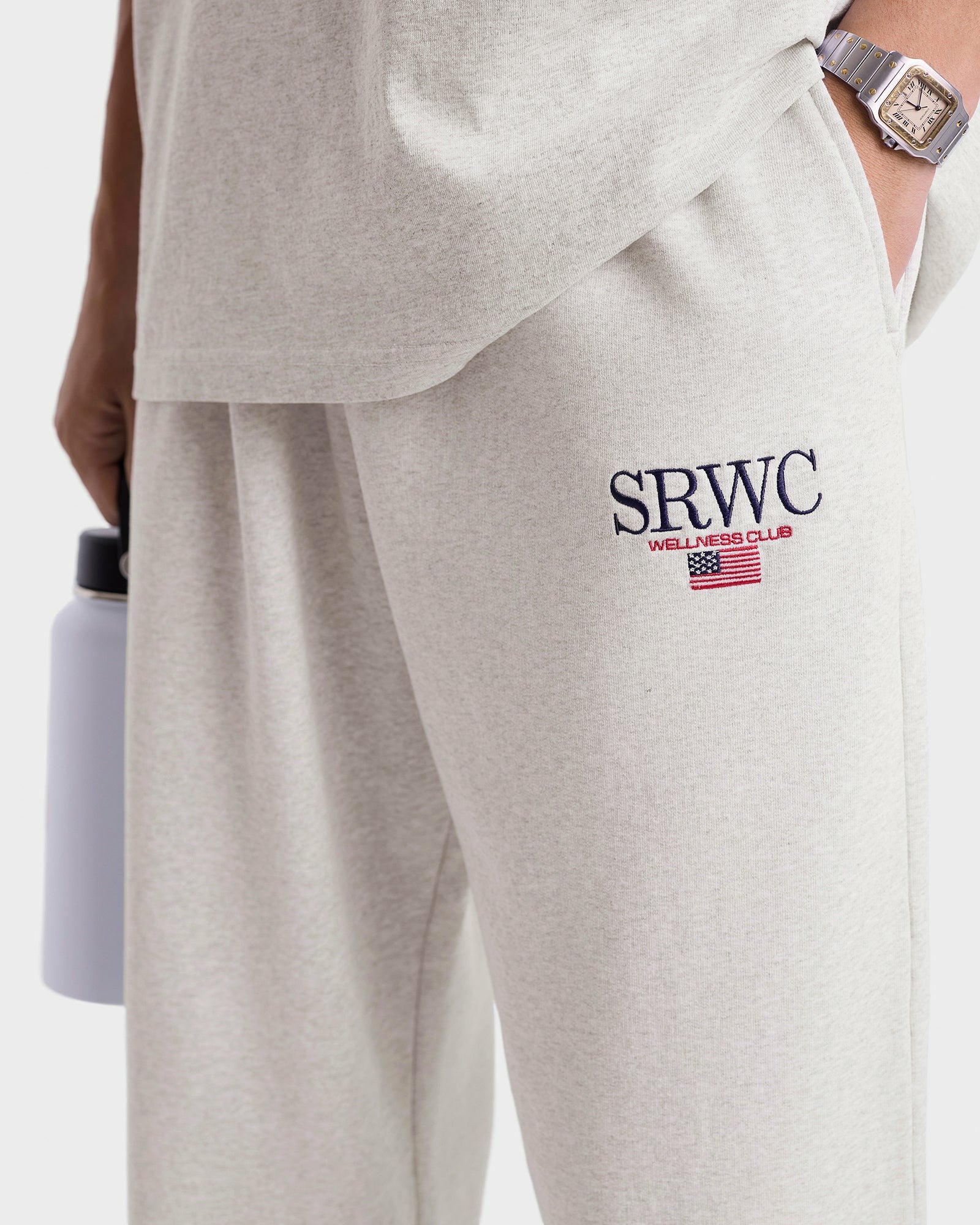 Nautical Embroidered Wide Sweatpant - Heather Gray Sporty & Rich Outlet