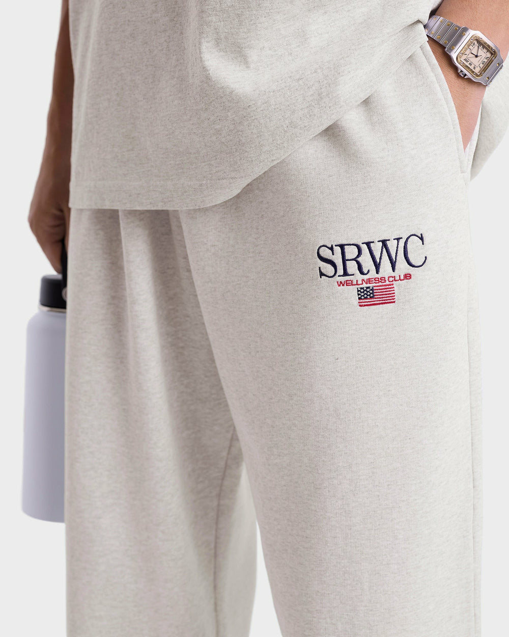 Nautical Embroidered Wide Sweatpant - Heather Gray Sporty & Rich Outlet