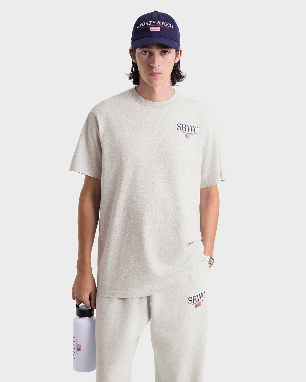 Nautical Embroidered Wide Sweatpant - Heather Gray Sporty & Rich Outlet