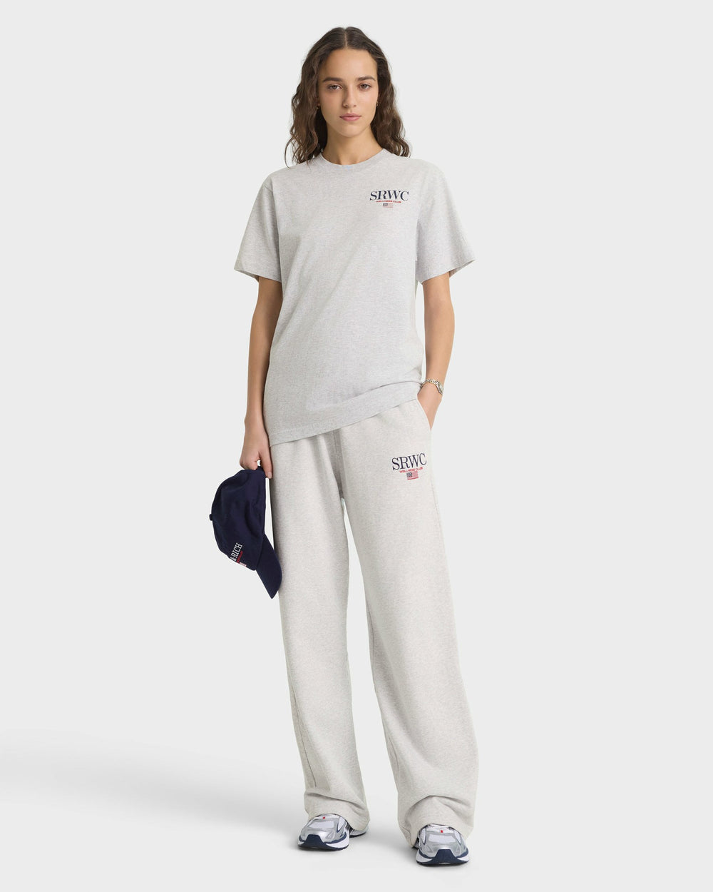 Nautical Embroidered Wide Sweatpant - Heather Gray Sporty & Rich Outlet