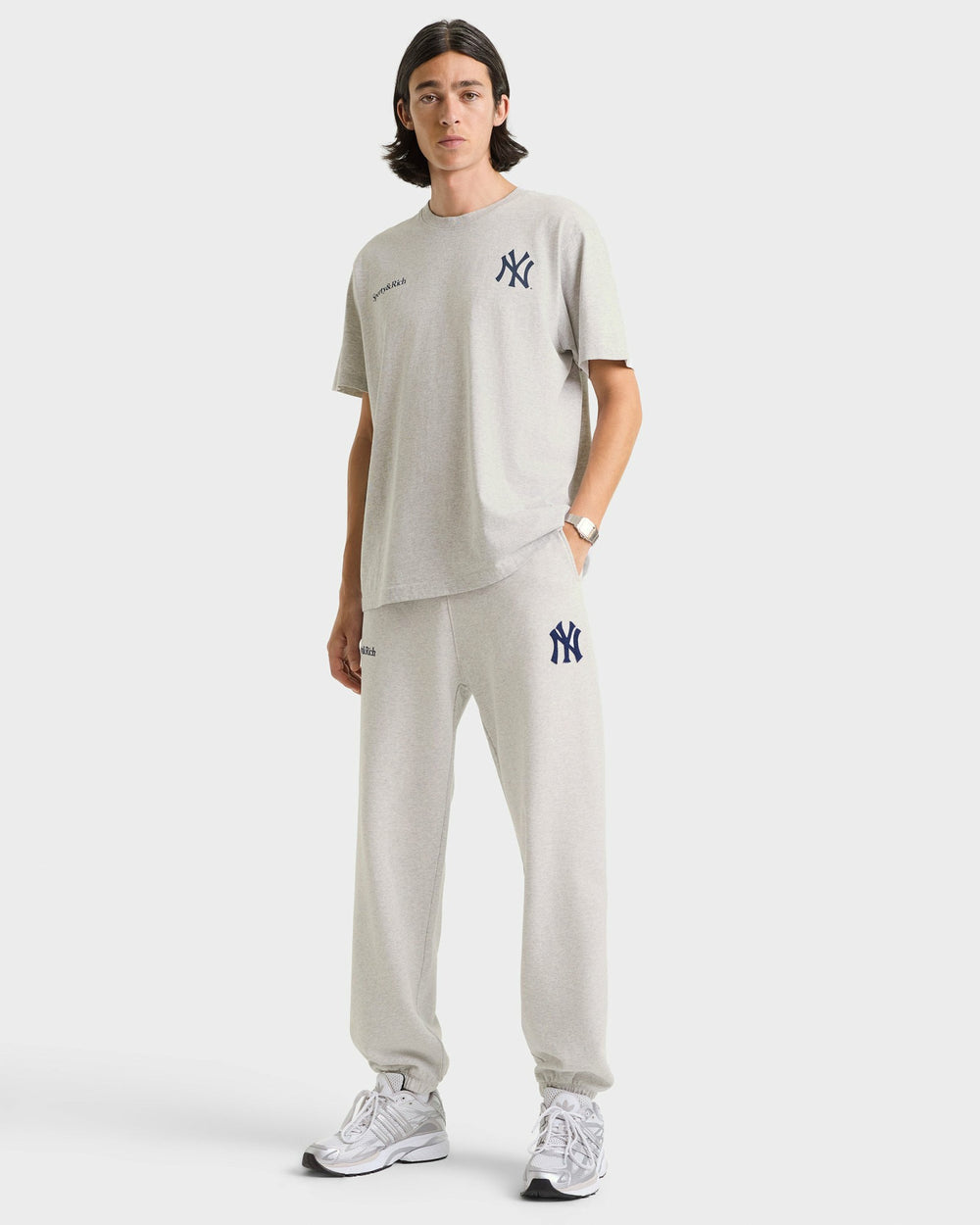 Heritage Yankees Serif Sweatpant - Heather Gray/Navy Sporty & Rich Discount