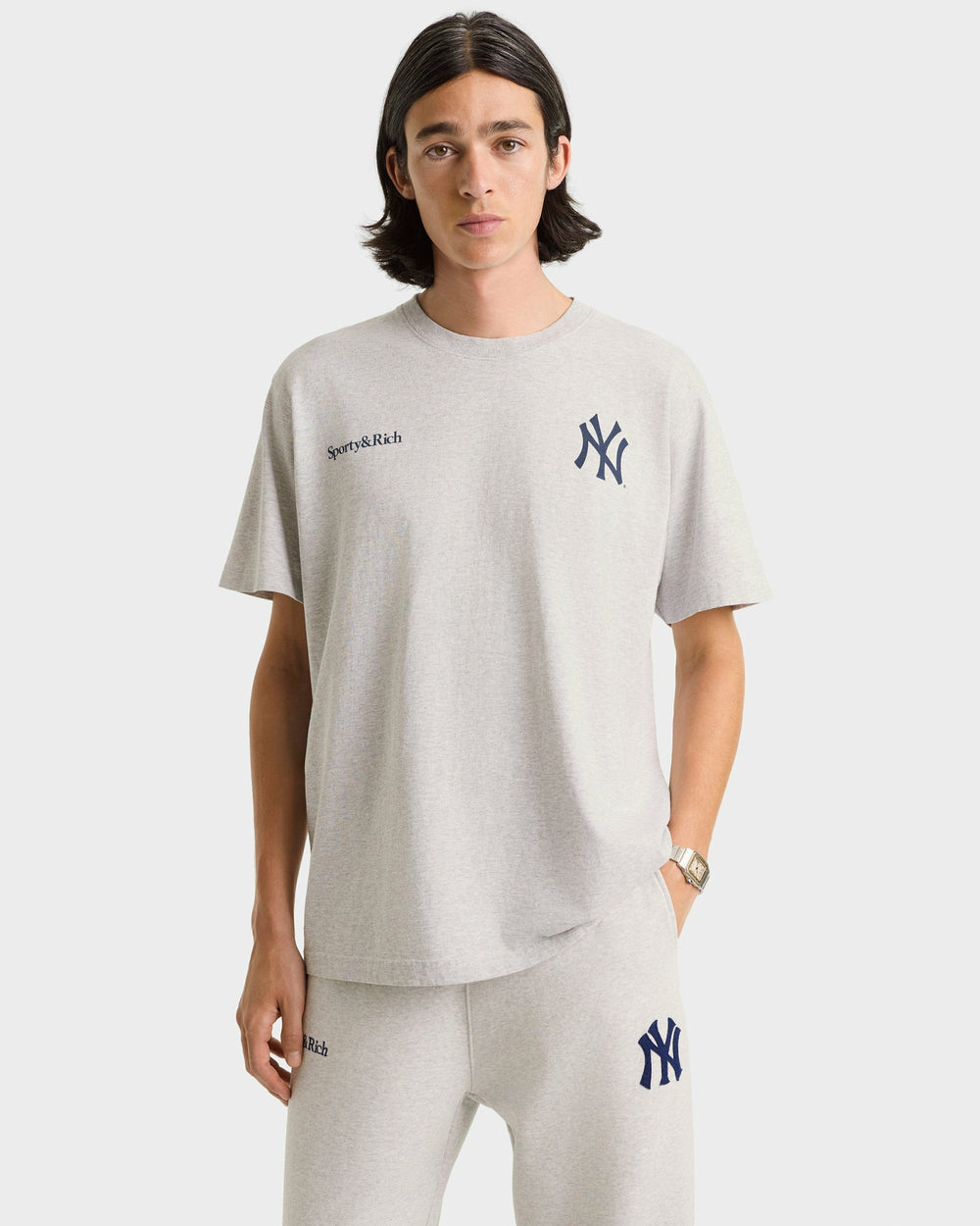 Heritage Yankees Serif Sweatpant - Heather Gray/Navy Sporty & Rich Discount