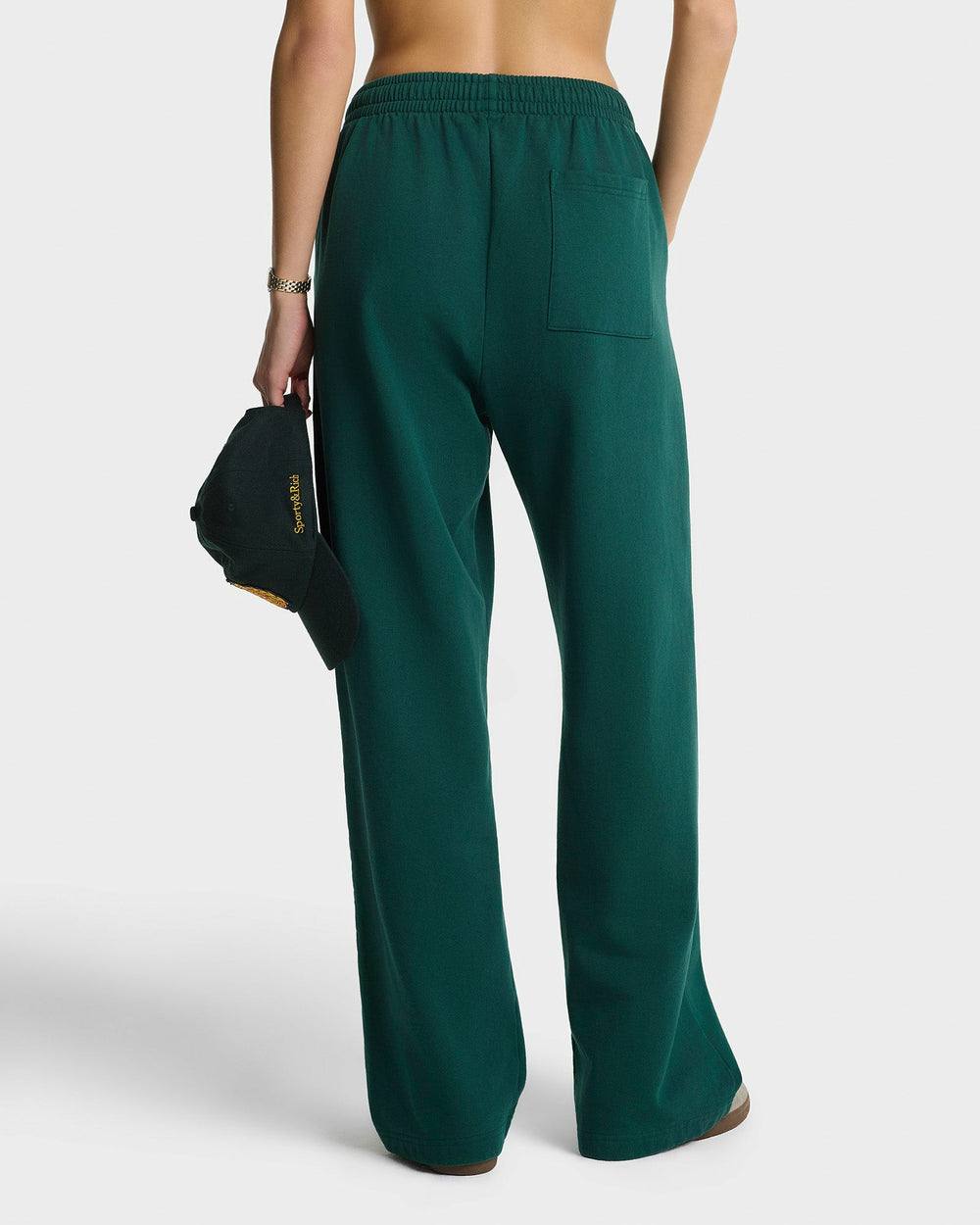 NY Crest Embroidered Wide Sweatpant - Forest Sporty & Rich For Sale