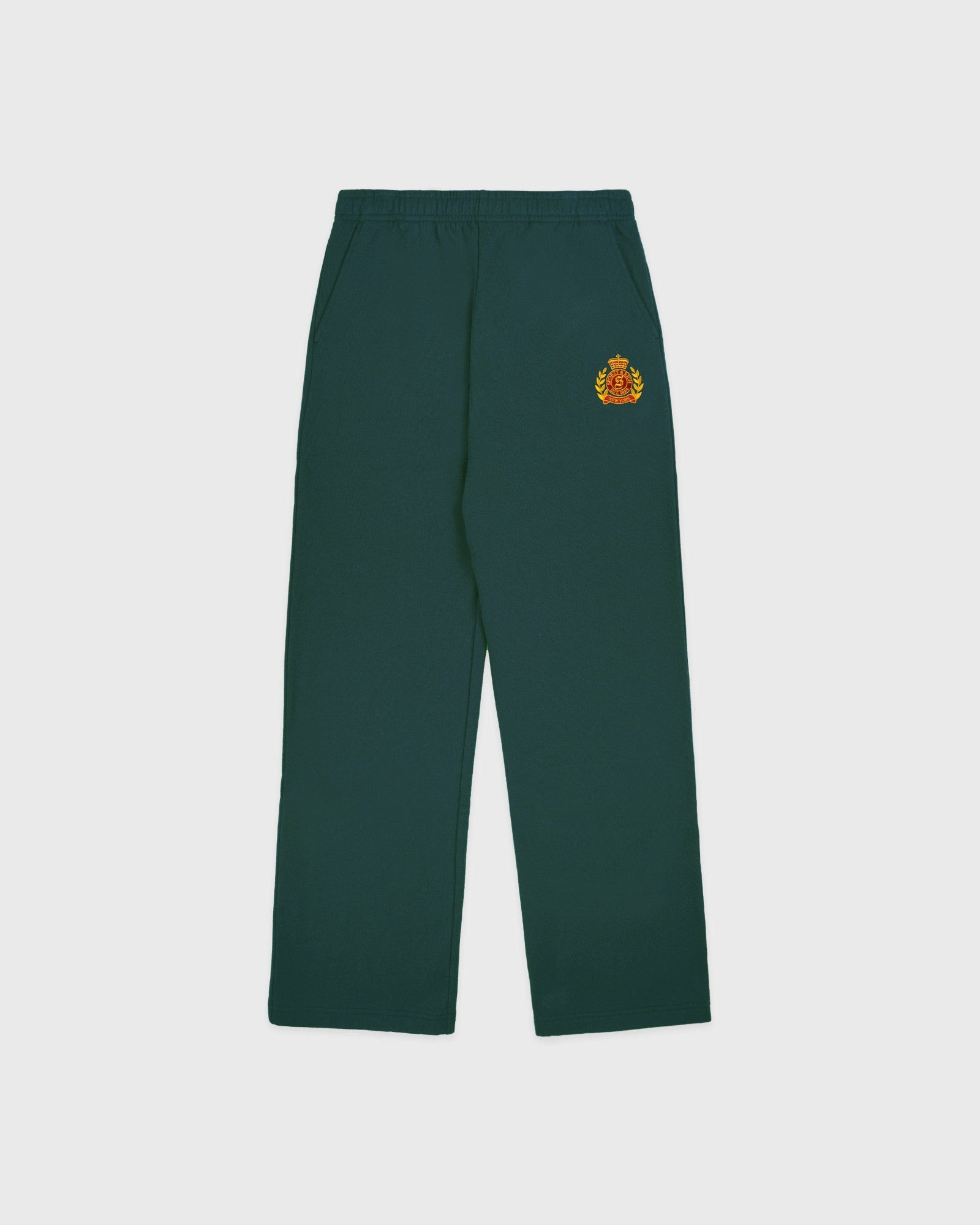 NY Crest Embroidered Wide Sweatpant - Forest Sporty & Rich For Sale