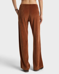 NY Crest Velour Sweatpant - Tobacco/Ecru Sporty & Rich Outlet