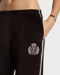 NY Crest Velour Sweatpant - Chocolate/Ecru Sporty & Rich US