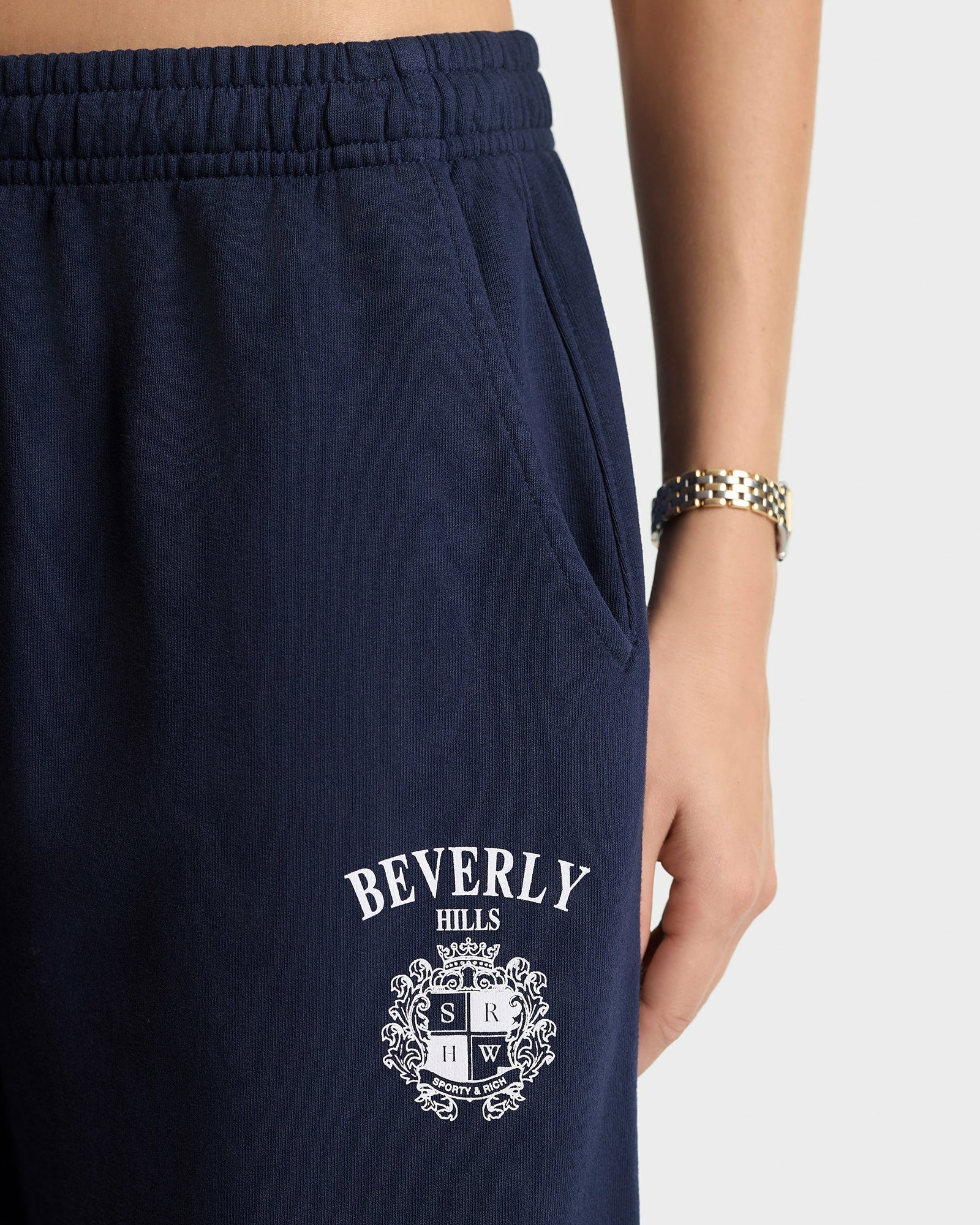 BH Crest Wide Sweatpant - Navy/White Sporty & Rich Online