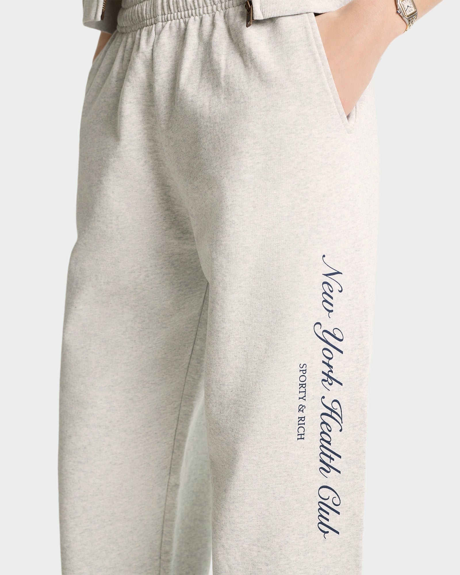 NY Health Club Sweatpant - Heather Gray/Navy Sporty & Rich Outlet