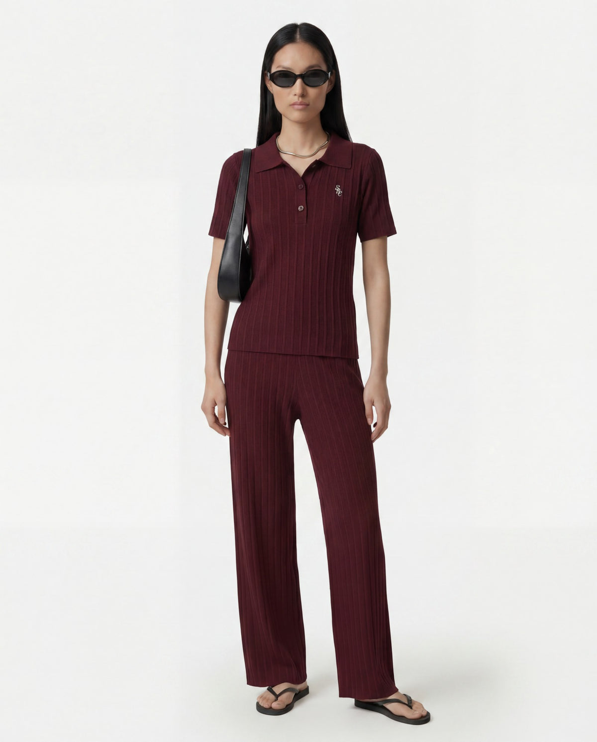 SRC Ribbed Trousers - Bordeaux Sporty & Rich Online