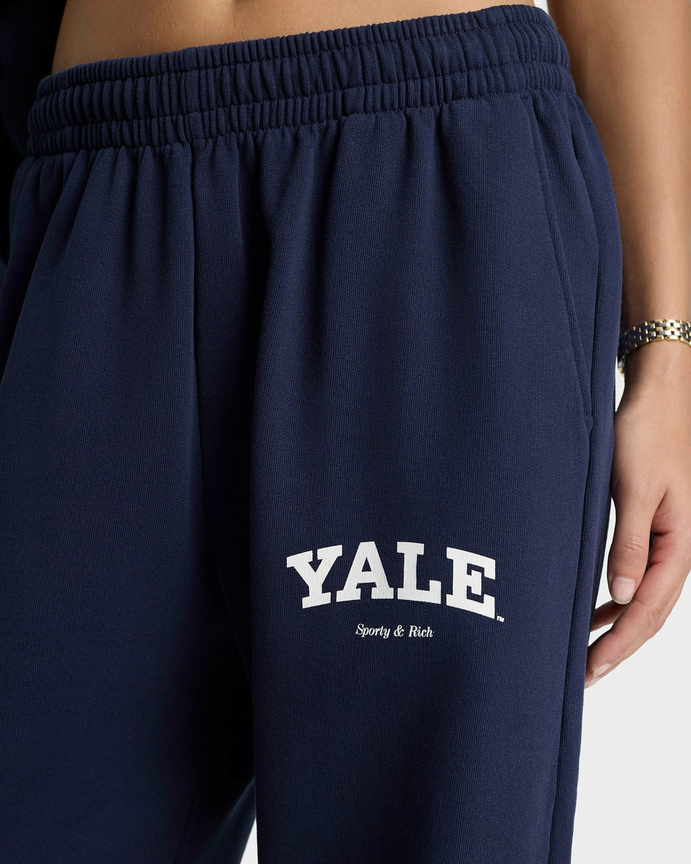 Yale Classic Wide Sweatpant - Navy/White Sporty & Rich Outlet