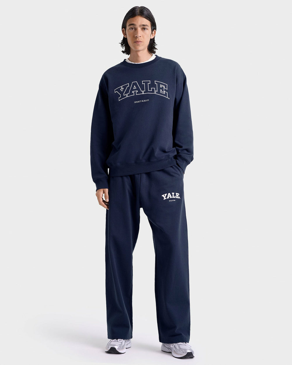 Yale Classic Wide Sweatpant - Navy/White Sporty & Rich Outlet