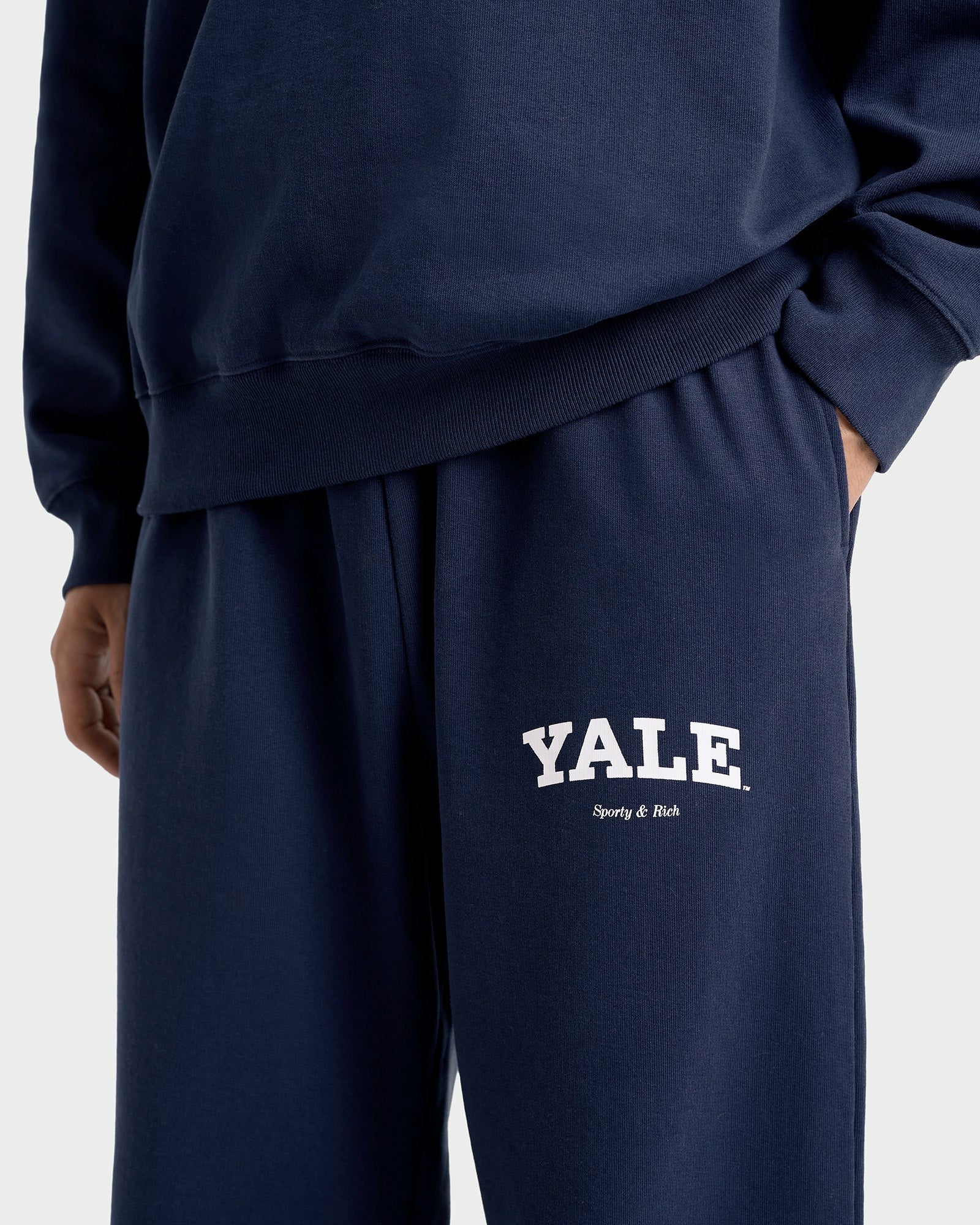 Yale Classic Wide Sweatpant - Navy/White Sporty & Rich Outlet