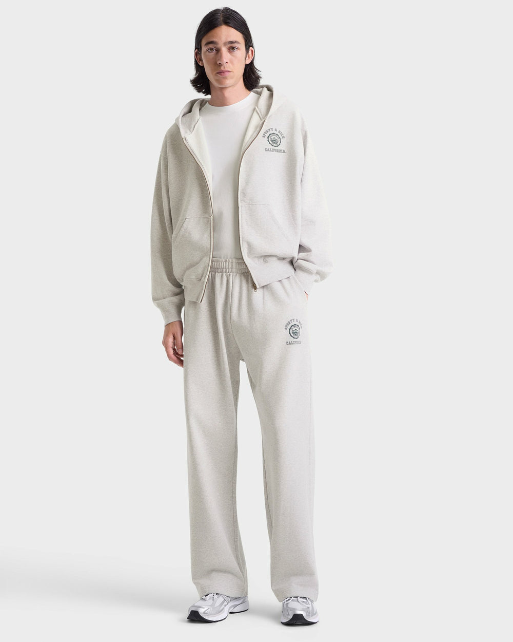 California Emblem Wide Sweatpant - Heather Gray/Forest Sporty & Rich Online