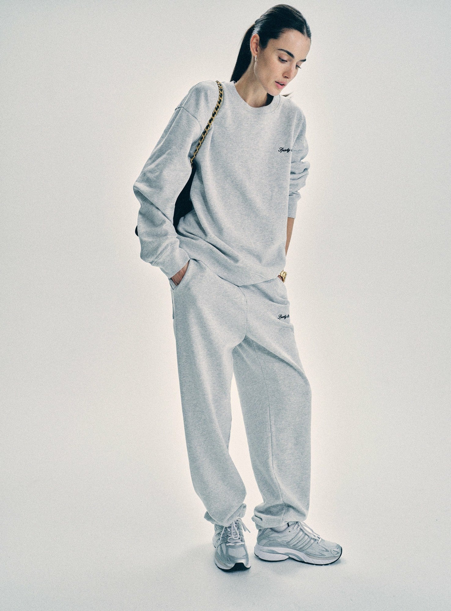 Syracuse Embroidered Sweatpant - Heather Gray/Navy Sporty & Rich Discount
