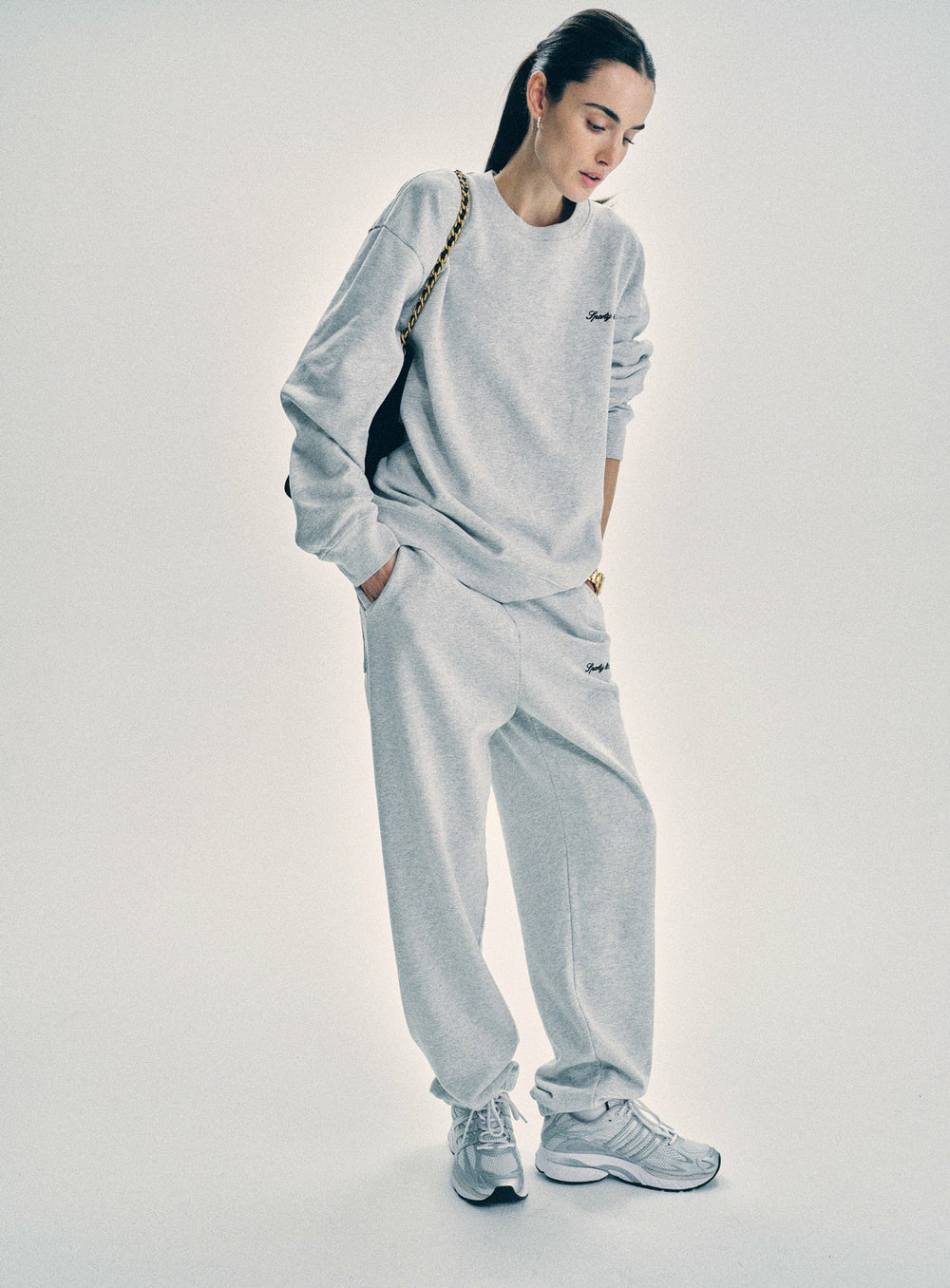 Syracuse Embroidered Sweatpant - Heather Gray/Navy Sporty & Rich Discount
