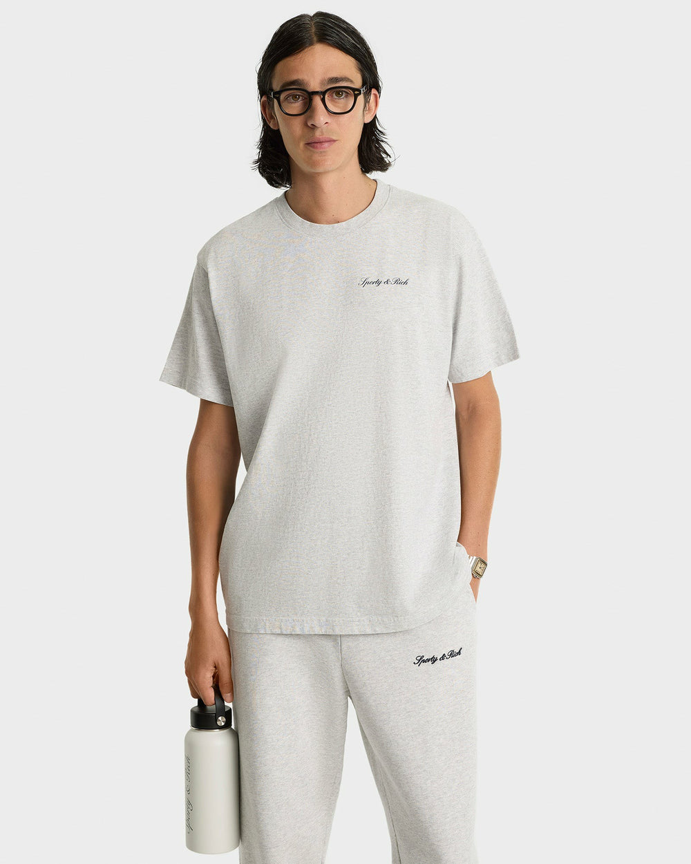 Syracuse Embroidered Sweatpant - Heather Gray/Navy Sporty & Rich Discount
