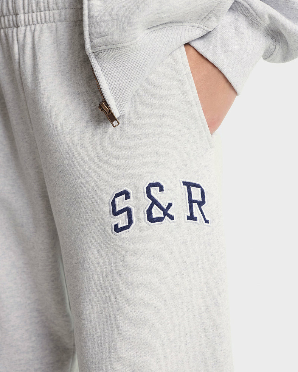 S&R Ivy Sweatpant - Heather Gray/Navy Sporty & Rich For Sale