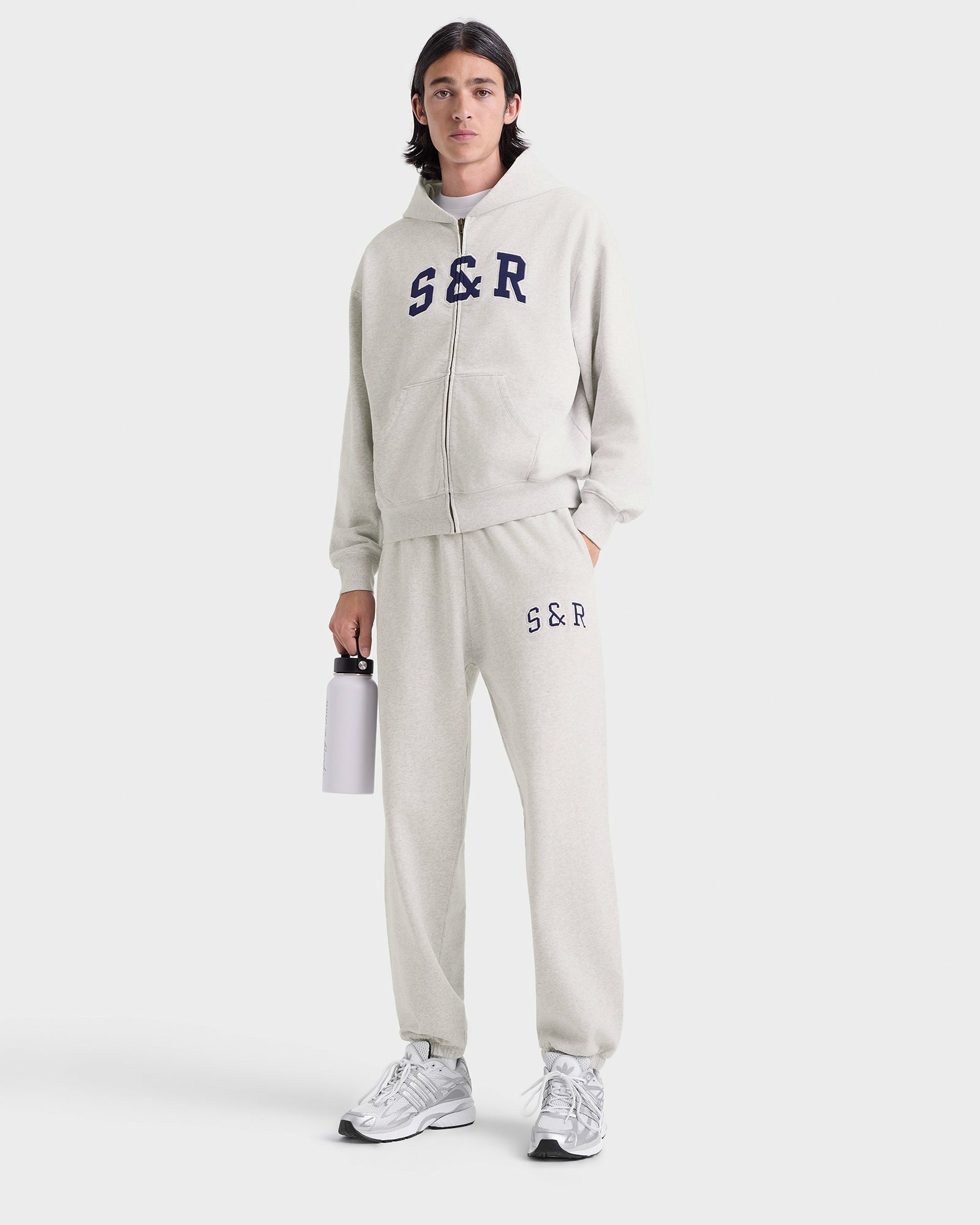 S&R Ivy Sweatpant - Heather Gray/Navy Sporty & Rich For Sale