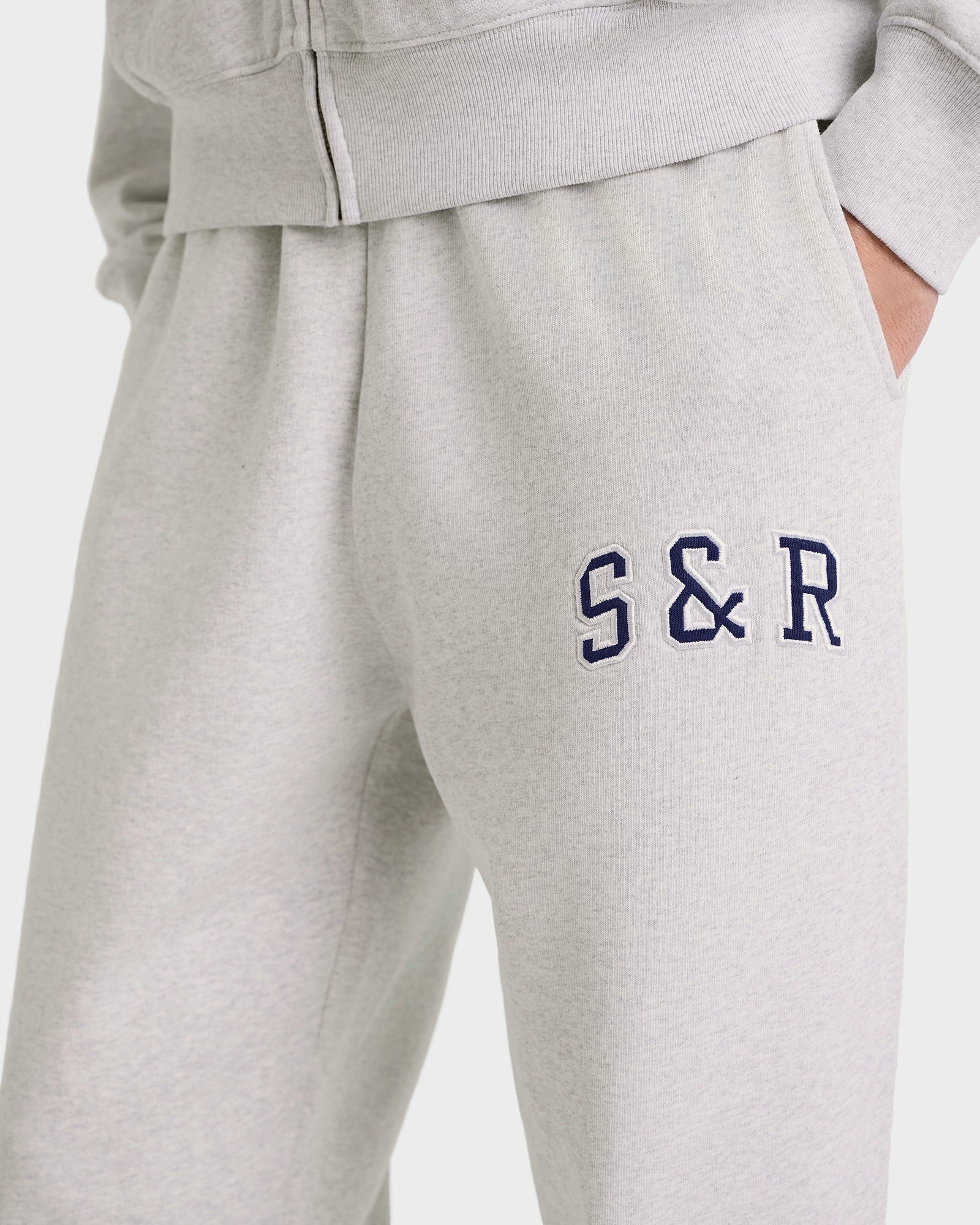 S&R Ivy Sweatpant - Heather Gray/Navy Sporty & Rich For Sale