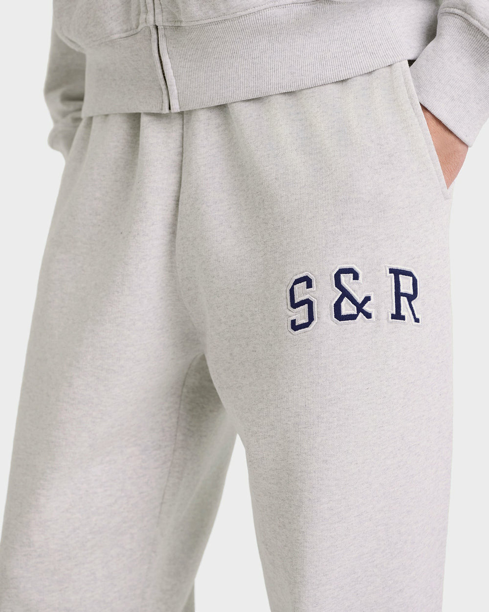 S&R Ivy Sweatpant - Heather Gray/Navy Sporty & Rich For Sale